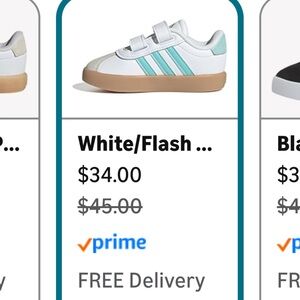 Adidas Kids White and Red Velcro Sneakers